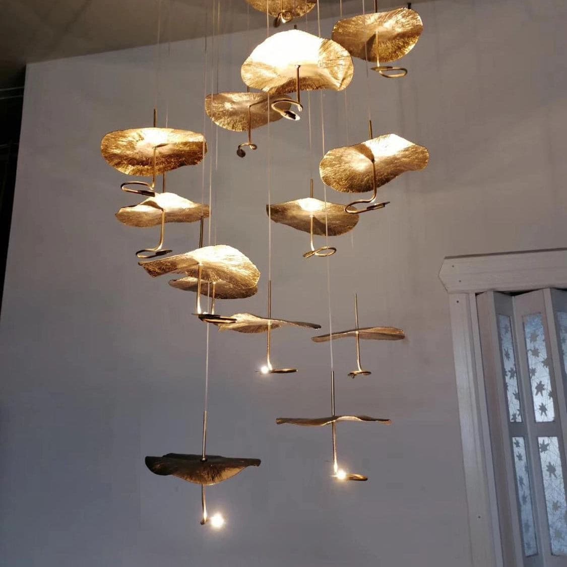 Lotus Aura Chandelier | N - Lighten | Lotus - Leaf Silhouette for Foyer & Dining - N - Lighten