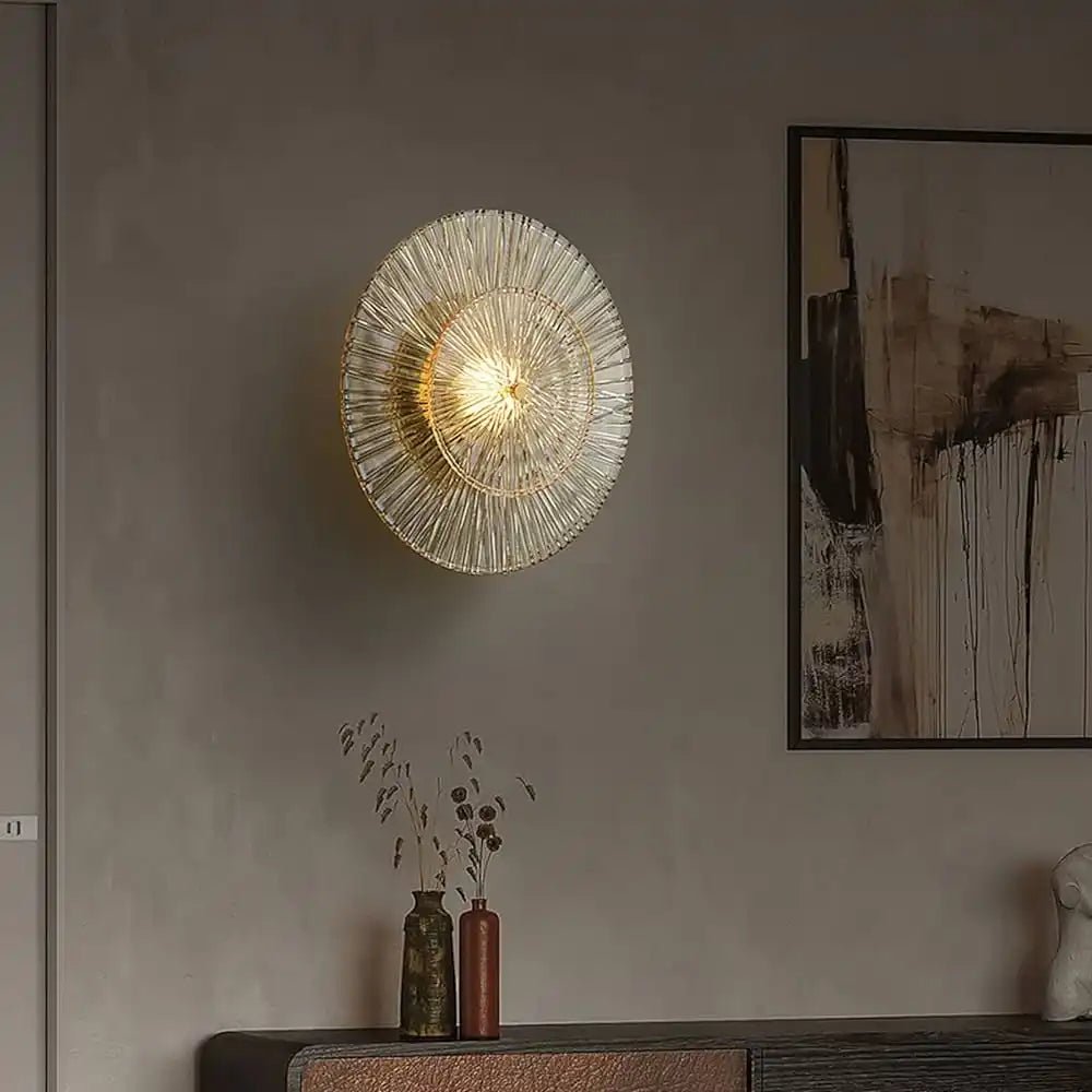 Lotus Gleam Gold Wall Lamp | N - Lighten | Crystal LED for Drawing Room - N - Lighten