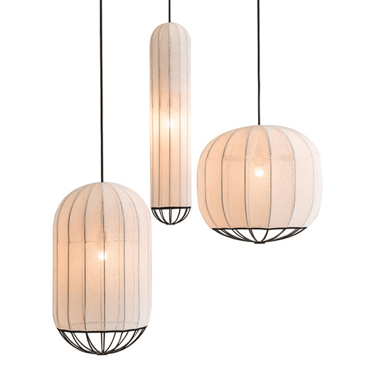 LumaWeave Pendant Light | N - Lighten | Soft White Fabric Glow for Dining & Bedroom - N - Lighten