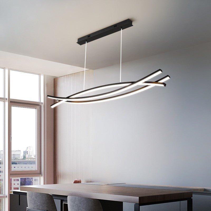 Monochrome Arcline LED Chandelier | N - Lighten | Minimalist acrylic for living & dining rooms - N - Lighten