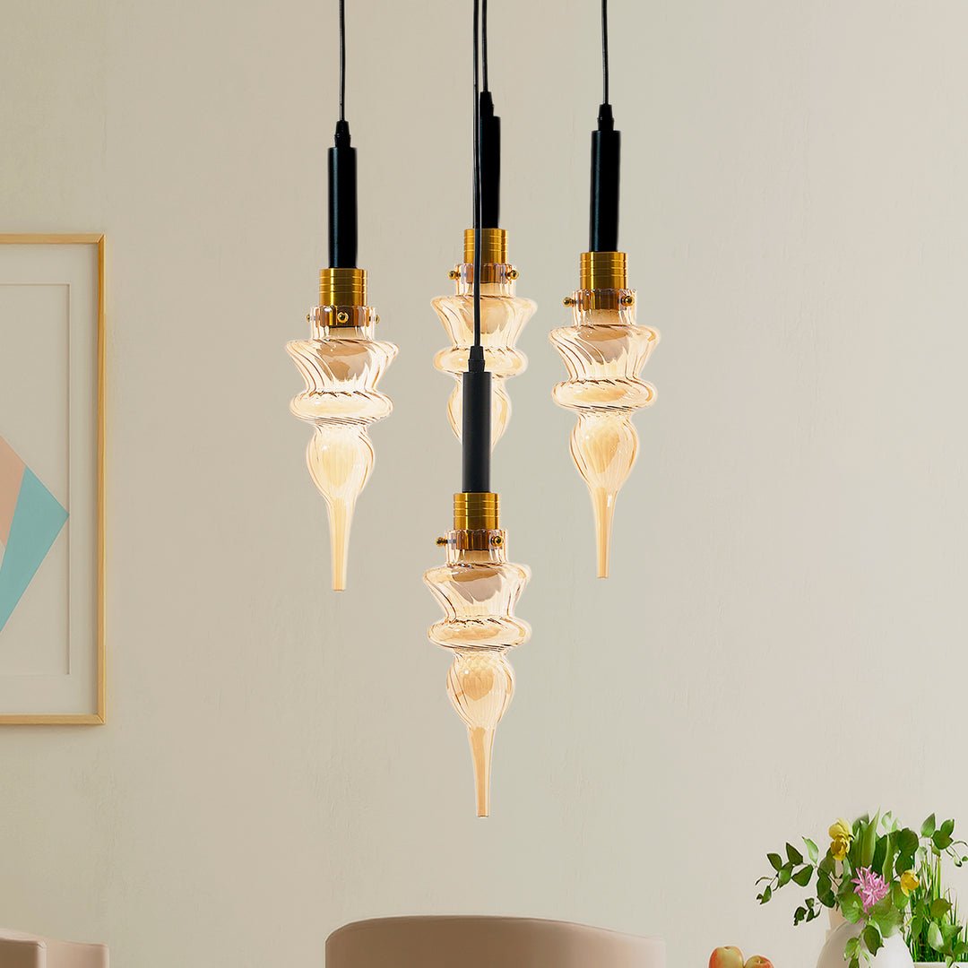 Montefino Aura Pendant Light | N - Lighten | Amber Glass Glow for Dining & Foyer - N - Lighten