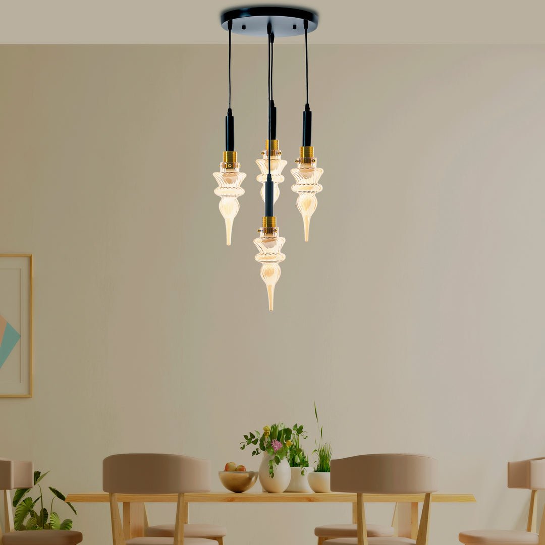Montefino Aura Pendant Light | N - Lighten | Amber Glass Glow for Dining & Foyer - N - Lighten