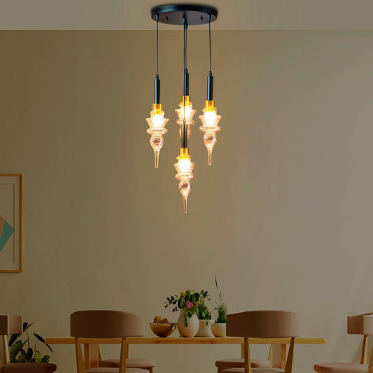 Montefino Aura Pendant Light | N - Lighten | Amber Glass Glow for Dining & Foyer - N - Lighten