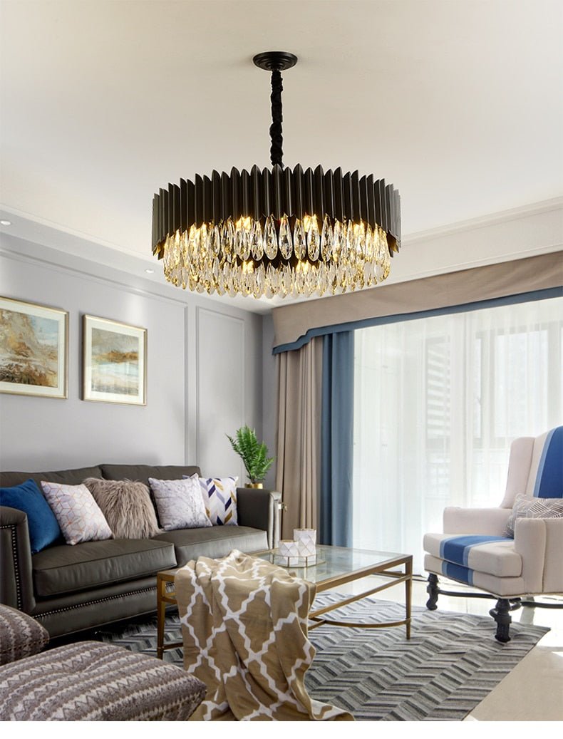 Noir Aurora Crystal Chandelier | N - Lighten | Built - in LED for Living & Dining - N - Lighten
