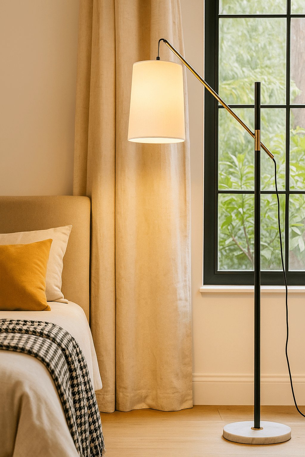 Nordic Halo Black Gold Floor Lamp | N - Lighten | Minimalist Shade for Living Rooms & Bedrooms - N - Lighten