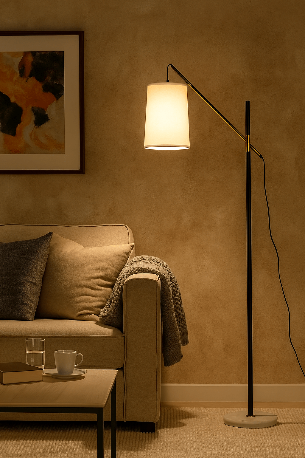 Nordic Halo Black Gold Floor Lamp | N - Lighten | Minimalist Shade for Living Rooms & Bedrooms - N - Lighten