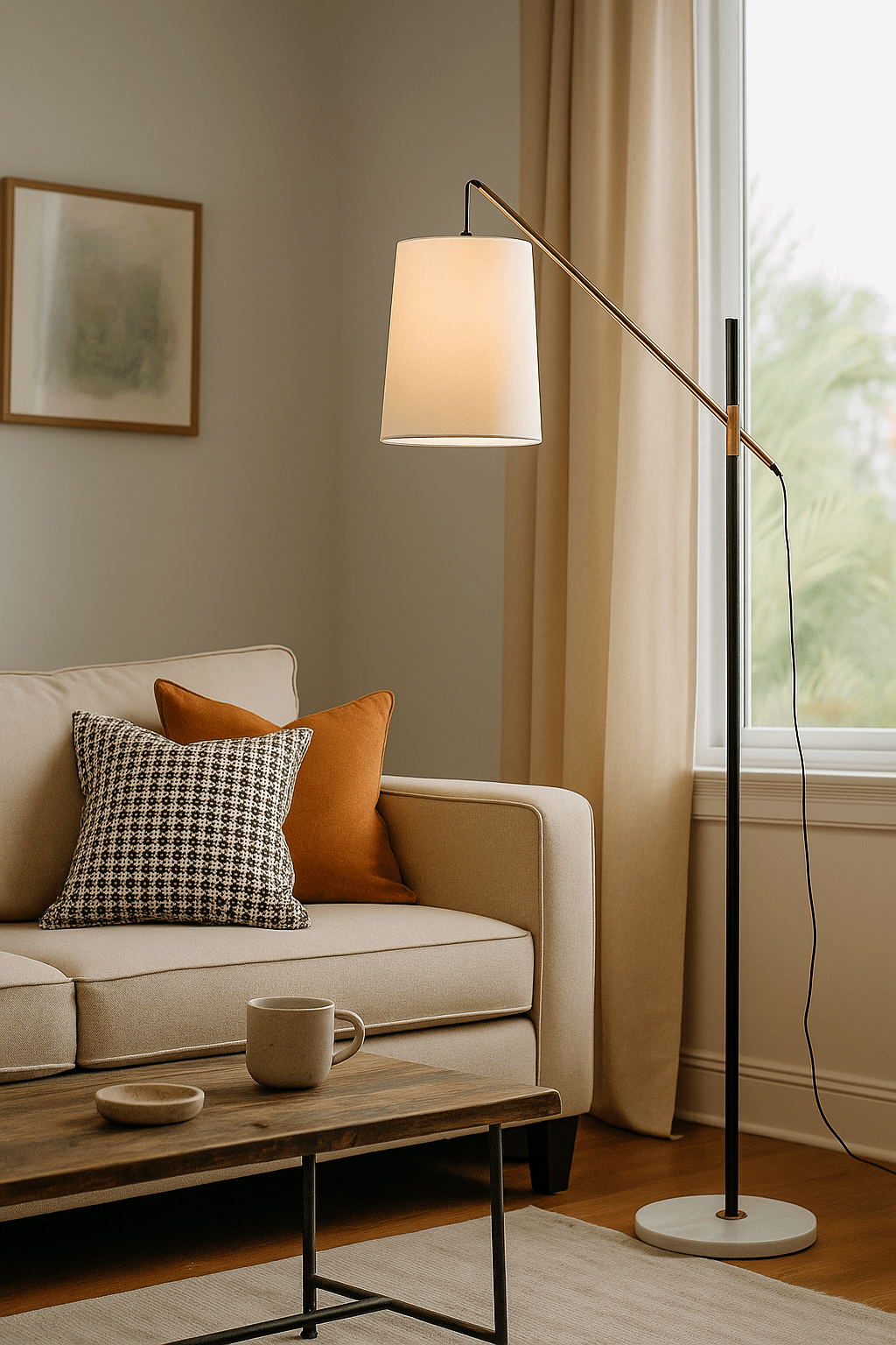 Nordic Halo Black Gold Floor Lamp | N - Lighten | Minimalist Shade for Living Rooms & Bedrooms - N - Lighten