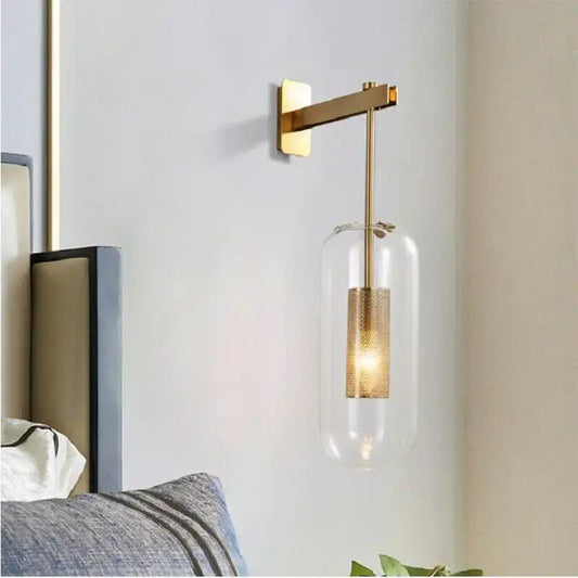 Oblong Mesh Cage Wall Sconce | N - Lighten | Clear Glass for Bedsides & Hallways - N - Lighten