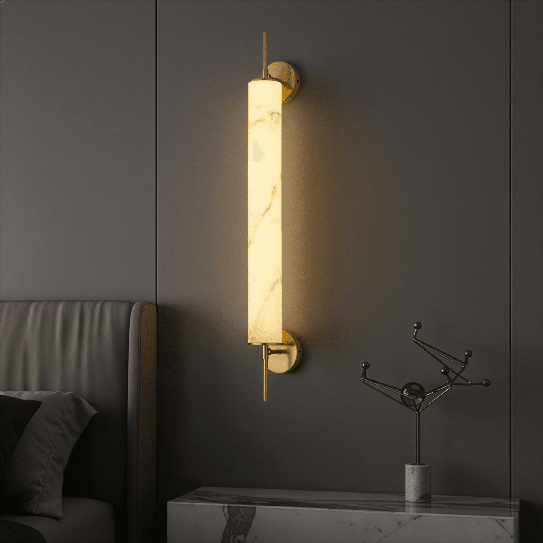 Purestone Pillar Wall Lamp | N - Lighten | Marble Glow for Bedside & Hallways - N - Lighten