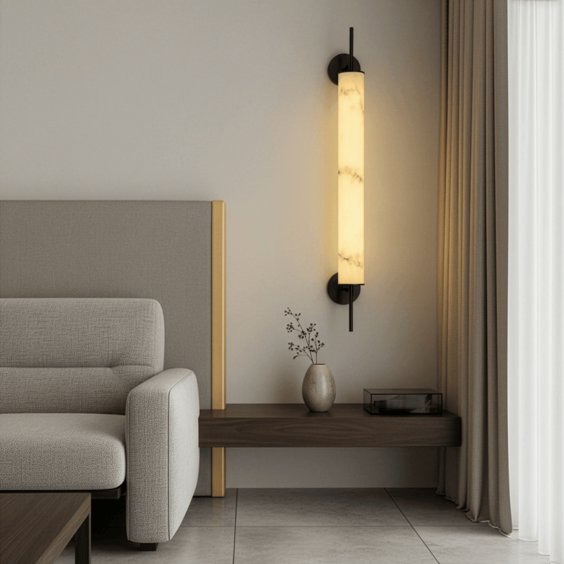 Purestone Pillar Wall Lamp | N - Lighten | Marble Glow for Bedside & Hallways - N - Lighten