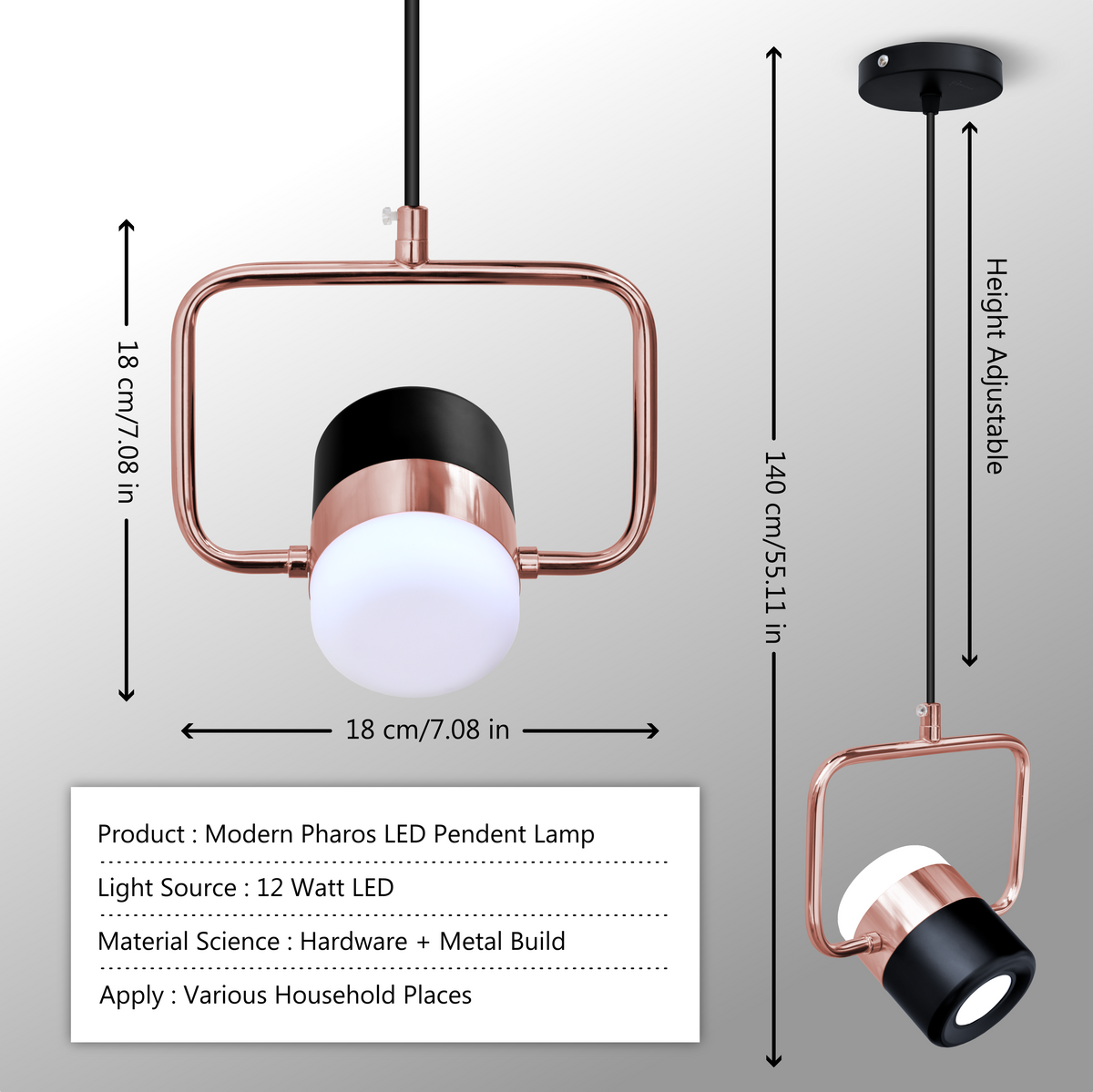 Pharos Pendant Lamp 3-in-1 LED pendant front view N-Lighten