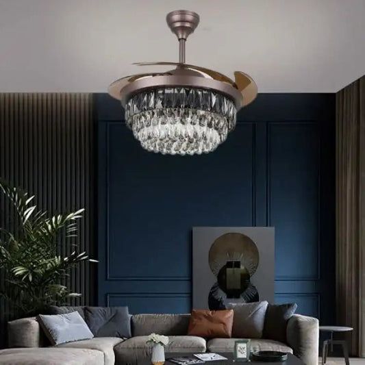 Smokestone Fan Chandelier | N - Lighten | Silent Built - in LED for Living & Dining - N - Lighten