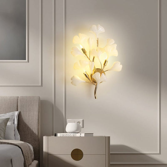 Valdoria Wall Lamp | N - Lighten | Ceramic Leaf Accent for Bedroom & Living - N - Lighten