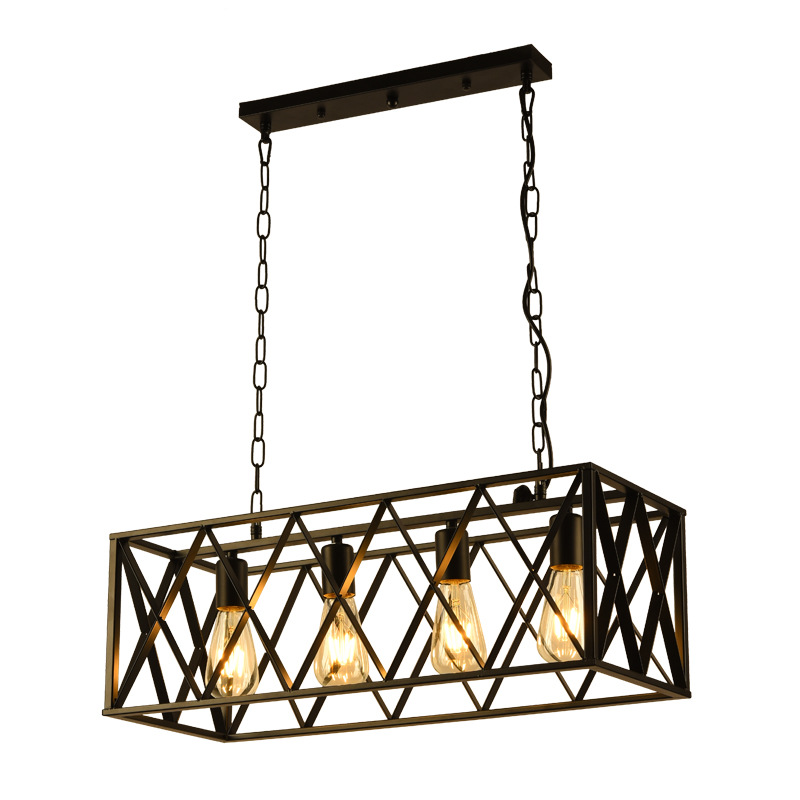 Nordic industrial style retro grid cage chandelier