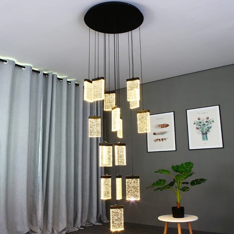 Modern minimalist bedroom living room golden acrylic LED pendant lamp