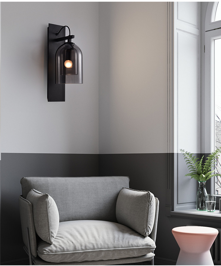 N-Lighten Nordic style modern minimalist smoke glass double shade wall lamp