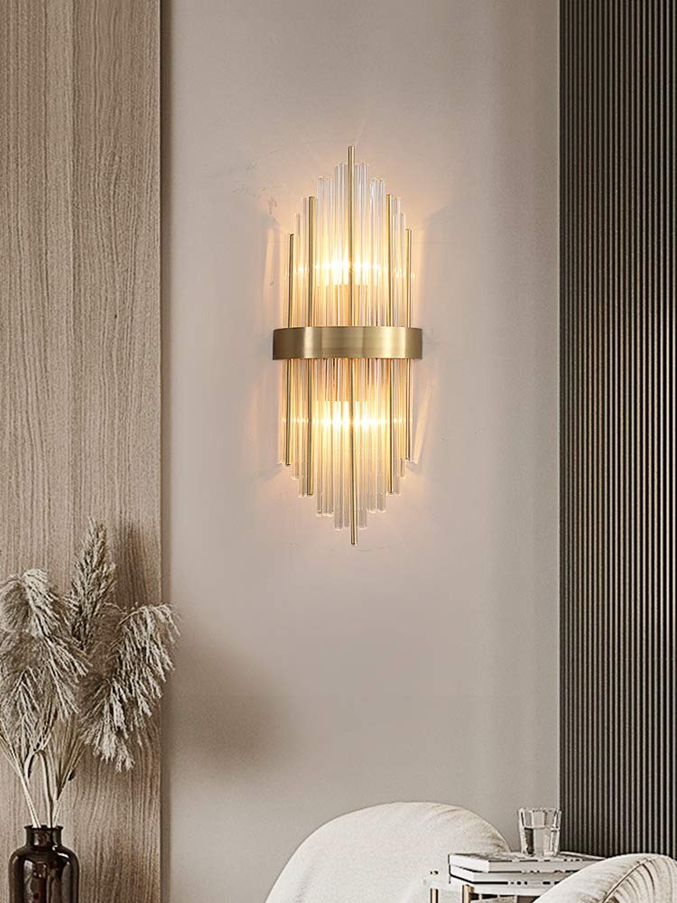 Contemprory Luxury Crystal Golden Long Crystal Wall Lamp