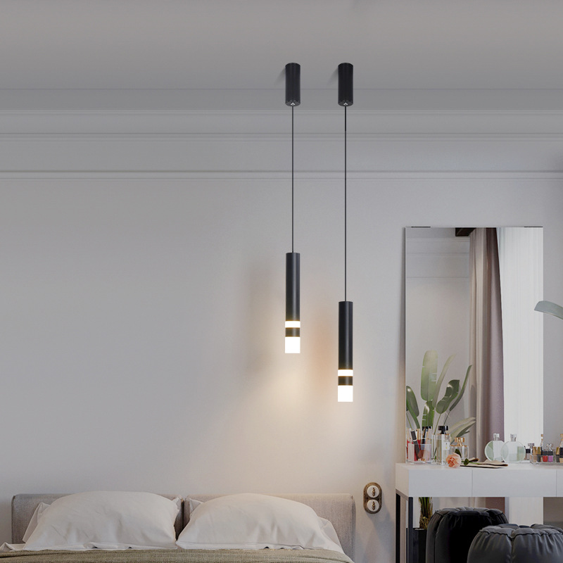 Linear simple head bedroom bedside pendent lamp