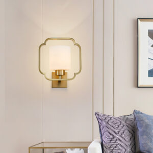 N-Lighten All copper bedroom bedside living room TV background glass shade golden wall lamp