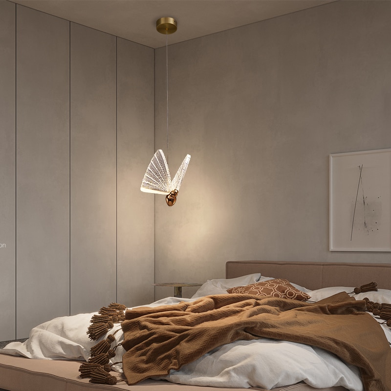 2021 New Luxury Butterfly Pendant Lights For Bedside Kid s Room Winfordo Lighting 9 6