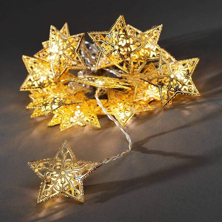 Led Golden Metal Star Copper String Fairy Light