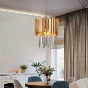 Gold Crystal Stainless Steel Crystal Pendant Chandeliers