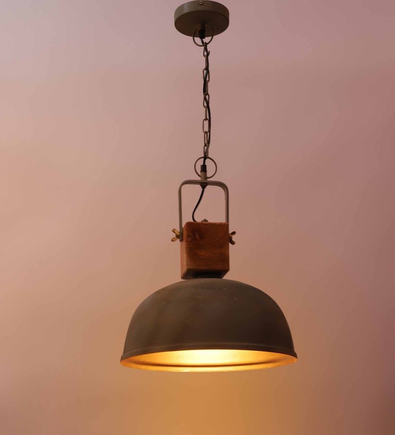 Grey Mild Steel Single Hanging Light