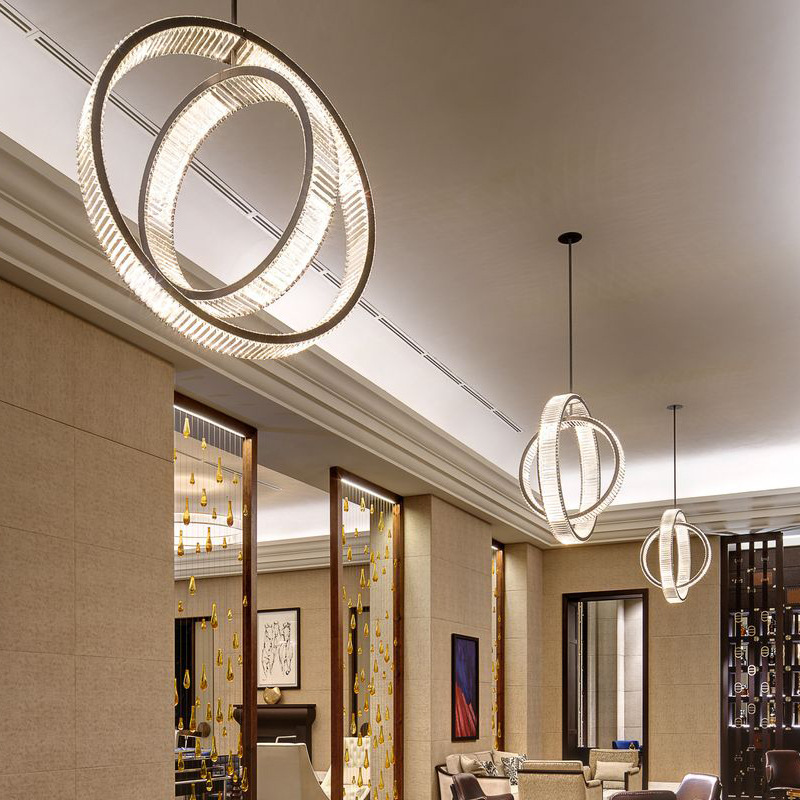 Ring chandelier modern minimalist hotel lobby engineering lamps