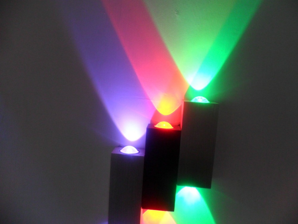 6*1w Spot Led Wall Lamp Light Step RGB Up-Down