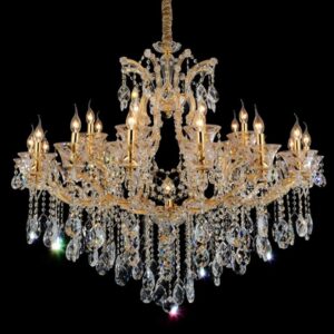 Modern Iron & Crystal Chandelier Clear Golden LED Chandeliers Pendant Lamp Hanging Light for Living Dining Room Home Decoration 2