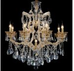 Modern Iron & Crystal Chandelier Clear Golden LED Chandeliers Pendant Lamp Hanging Light for Living Dining Room Home Decoration 3