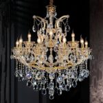 Modern Iron & Crystal Chandelier Clear Golden LED Chandeliers Pendant Lamp Hanging Light for Living Dining Room Home Decoration 6