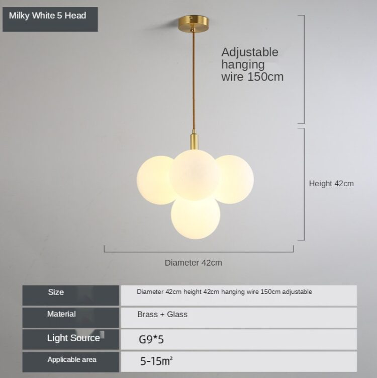 Nordic Chandelier All Copper Living Room Lamp Simple Creative Dining Room Bedroom Lamp Decoration Home Atmospheric Ball Lamp 3