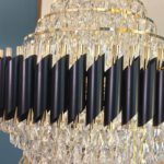 Top luxury Crystal Staircase Chandelier Lighting Villa Lobby Hotel Large Decoration Hanging Lamps Black Stainless Steel Light 6
