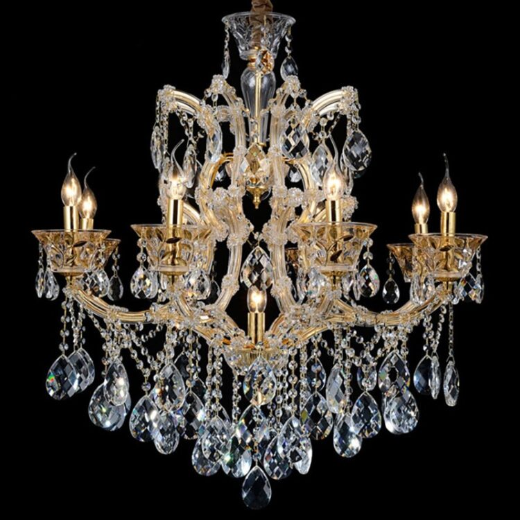 Modern Iron & Crystal Chandelier Clear Golden LED Chandeliers Pendant Lamp Hanging Light for Living Dining Room Home Decoration 5