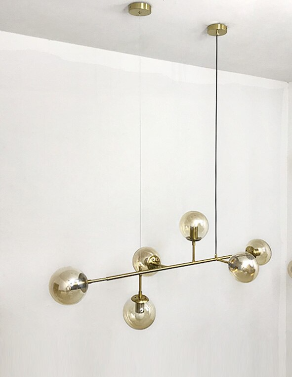 Modern Chandelier Brass Glass Ball Lighting For Living Room Dining Art Decoration Restaurant Black Hanging Lamp Home Lustre 3