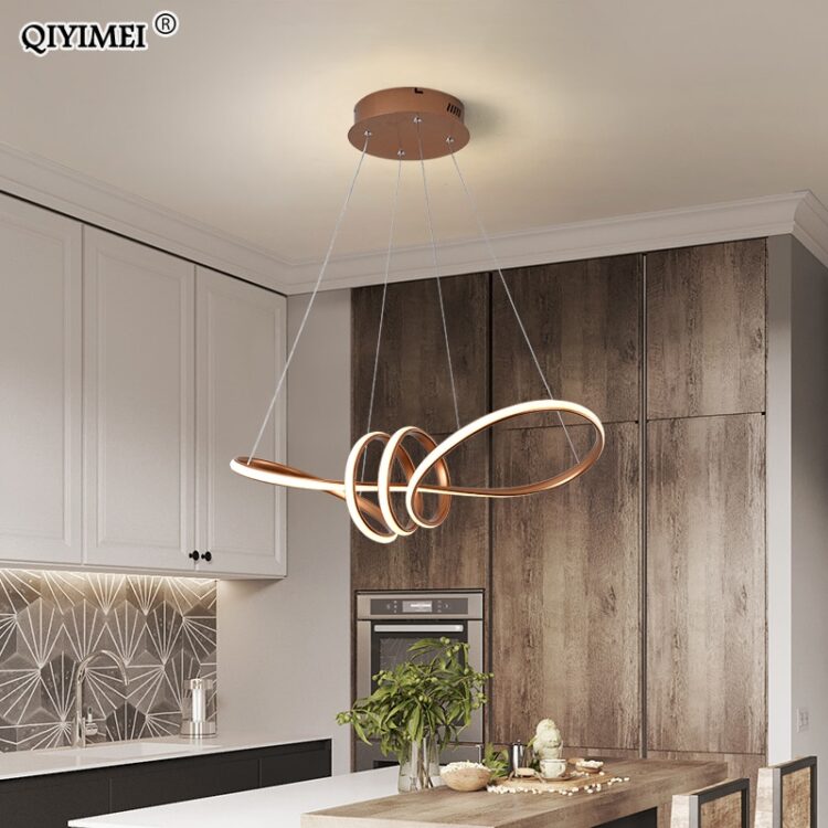 Gold Painted Led Pendant Lights Dining Living Room Kitchen Modern Lighting Lamp Fixture Remote Control AC85-260V Luminaria Avize 2