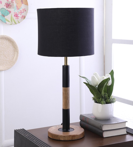 Ravenna Black Natural Fiber Shade Table Lamp with Black Base