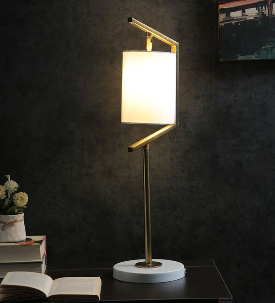 N-Lighten White Shade Floor Lamp with Metal Base