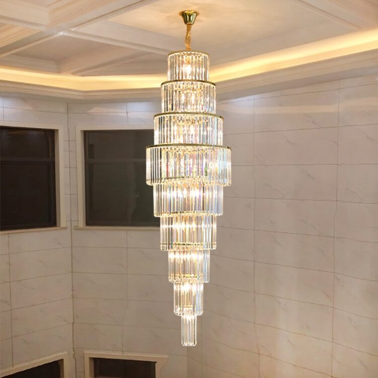 Large Classic Crystal Spiral Crystal Staircase Chandelier