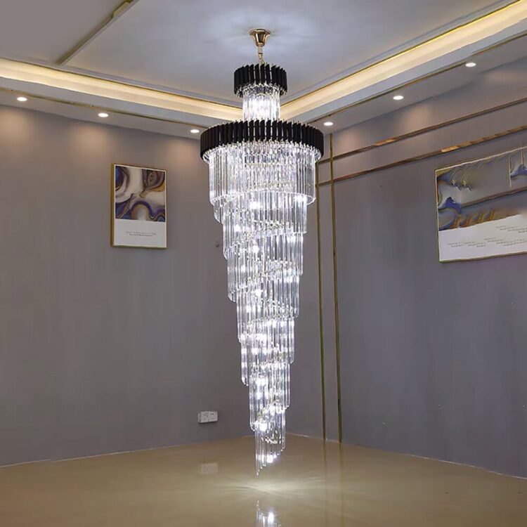 Crystal Led Chandeliers Multi-layer Staircase Lighting