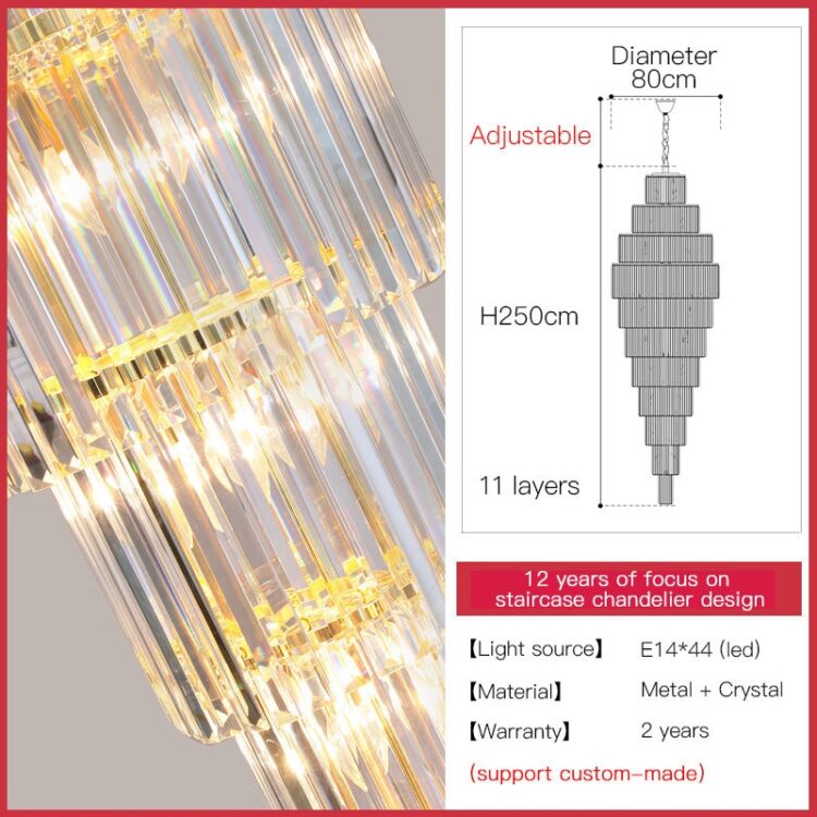 Large Classic Crystal Spiral Crystal Staircase Chandelier 8