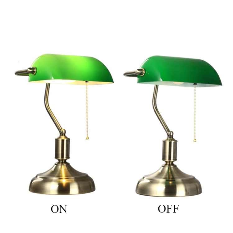 N-Lighten Green Glass Bankers Lamp Shade table lamp