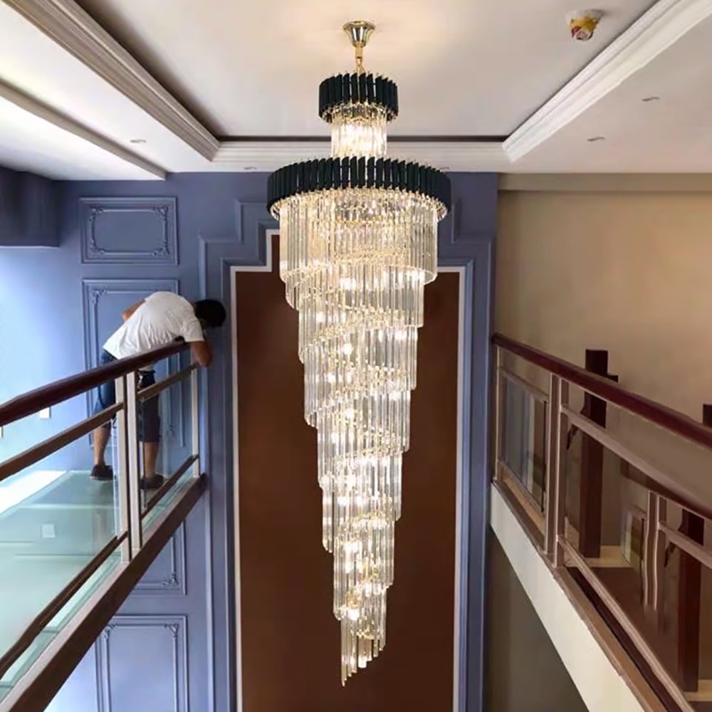 Crystal Led Chandeliers Multi-layer Staircase Lighting 3