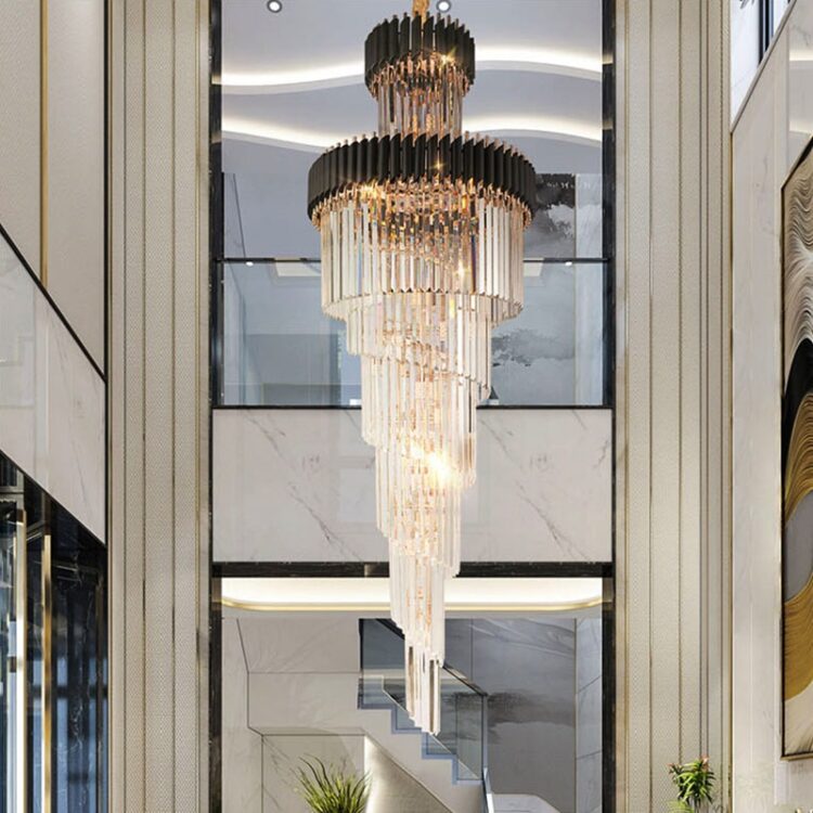 Crystal Led Chandeliers Multi-layer Staircase Lighting 2