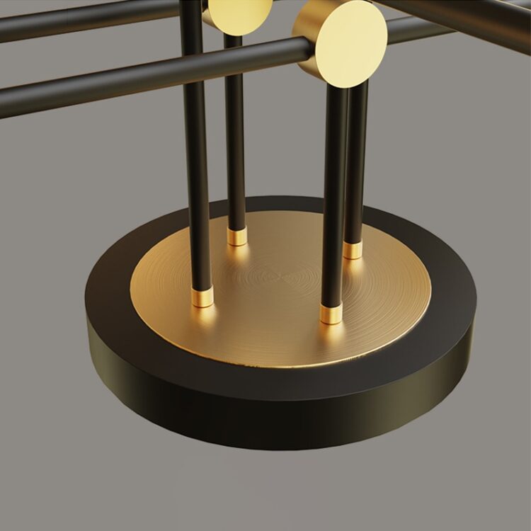 Modern Black Golden Led acrylic Chandelier with Rings and Pads  3