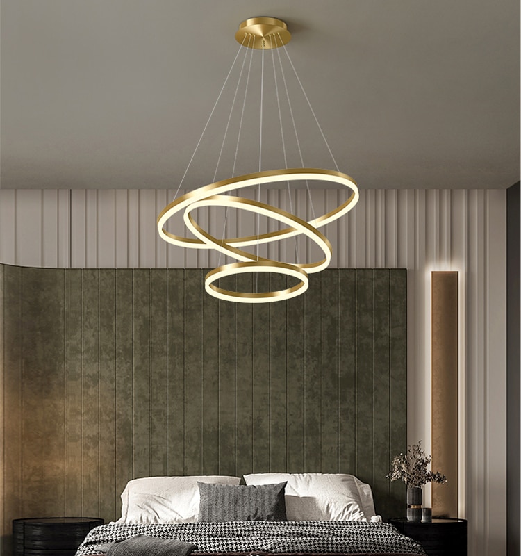 Modern Pendant Lamp Led Rings Circle Ceiling Hanging Chandelier
