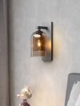 Smoky/Cognac glass Wall Lights Nordic Living room TV background Wall lights Hotel aisle stairs balcony Bedside Sconce Lighting 3