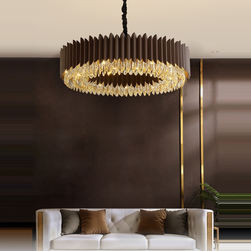 Black Gold Crystal Designer LED Hanging Lamps Lustre Chandelier Lighting Suspension Luminaire Lamp