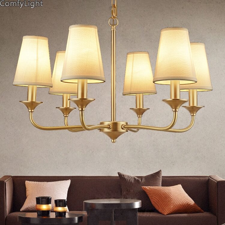 Royal copper chandelier led bulb gold modern Luxury dining room/bedroom Amerian/England/Nodic Suspension luminaire Hanging lamp 2